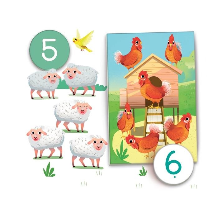Clementoni Sapientino Numeri da 1 a 10 - Gioco educativo in cartone riciclato per bambini di 3 anni, multicolore, con tessere illustrate e gettoni