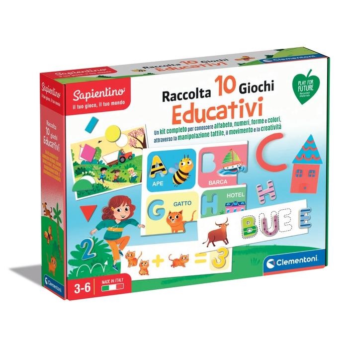 Clementoni Sapientino - Raccolta 10 Giochi Educativi Montessori per Bambini di 3 Anni - Impara Alfabeto, Numeri, Forme e Colori - Made in Italy