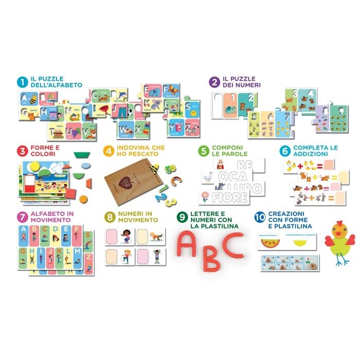 Clementoni Sapientino - Raccolta 10 Giochi Educativi Montessori per Bambini di 3 Anni - Impara Alfabeto, Numeri, Forme e Colori - Made in Italy