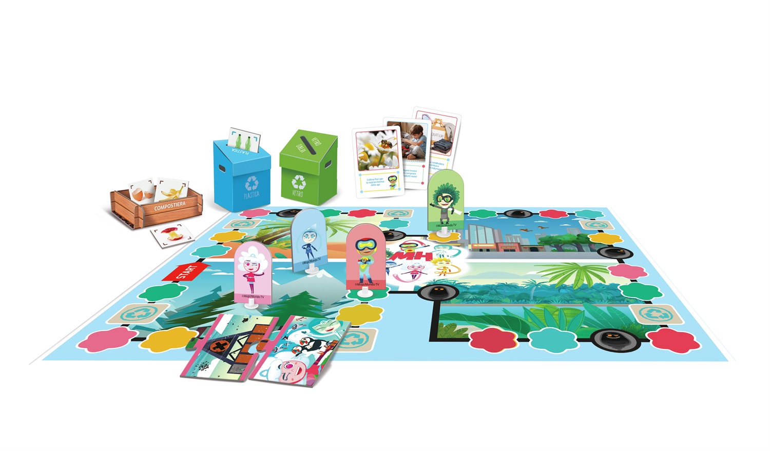 Clementoni Meteo Heroes - Salviamo il Pianeta, Gioco da Tavolo Educativo per Bambini 4 Anni, Gioco di Logica Cooperativo con Flashcards, Prodotto Riciclato Made in Italy