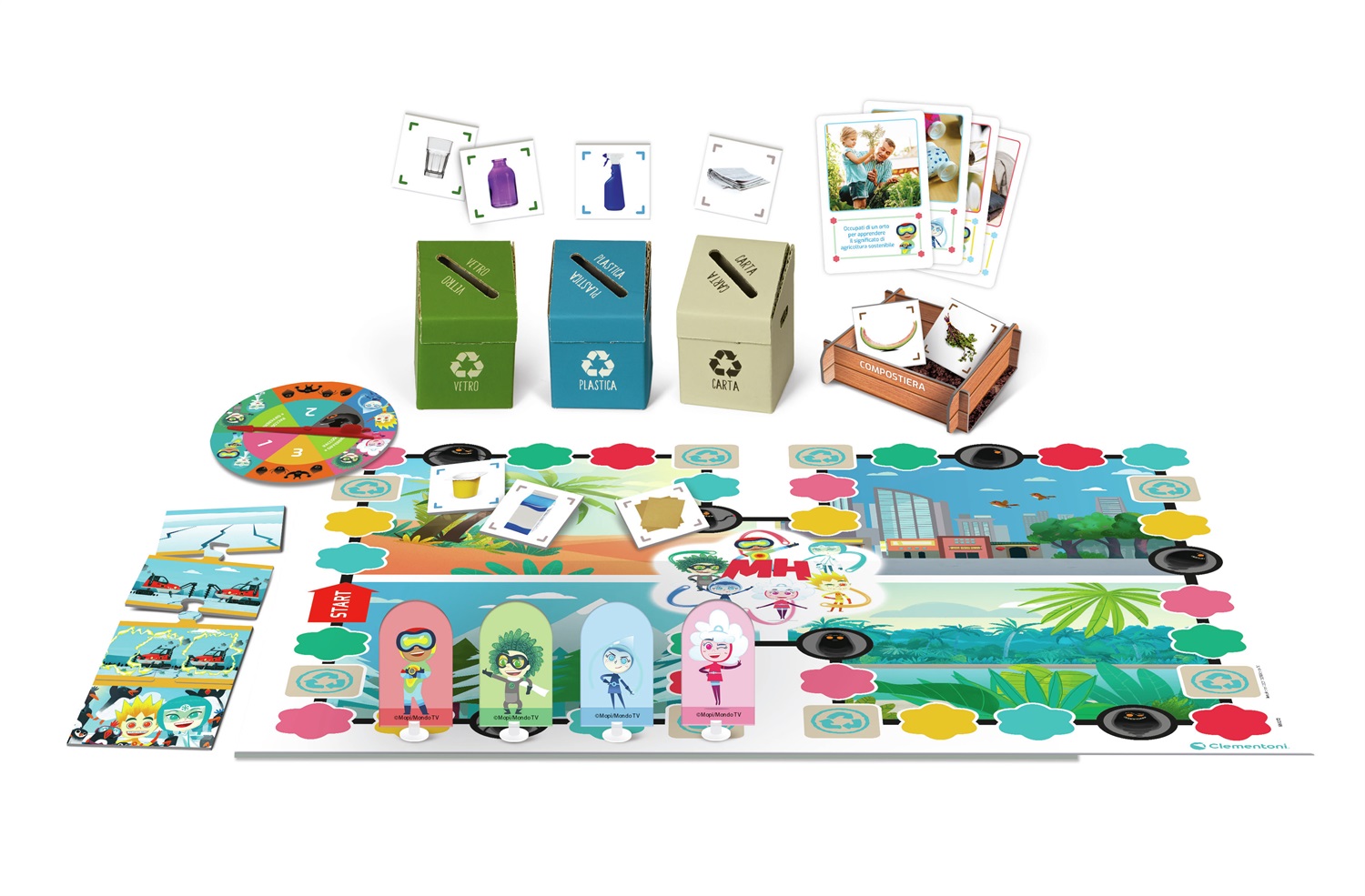 Clementoni Meteo Heroes - Salviamo il Pianeta, Gioco da Tavolo Educativo per Bambini 4 Anni, Gioco di Logica Cooperativo con Flashcards, Prodotto Riciclato Made in Italy