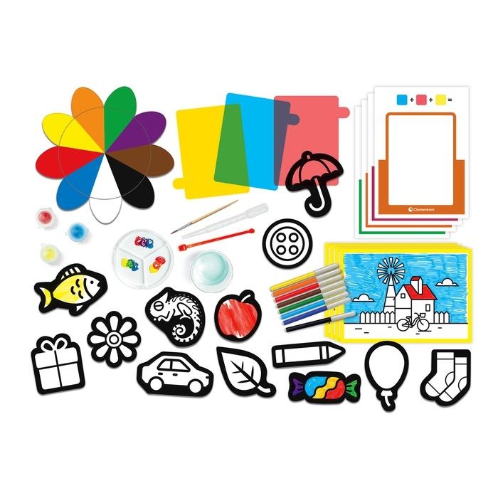 Clementoni Sapientino Montessori - Gioca e Scopri I Colori - Gioco Educativo per Bambini di 3 Anni con Gelatine Colorate, Tempere e Pennarelli