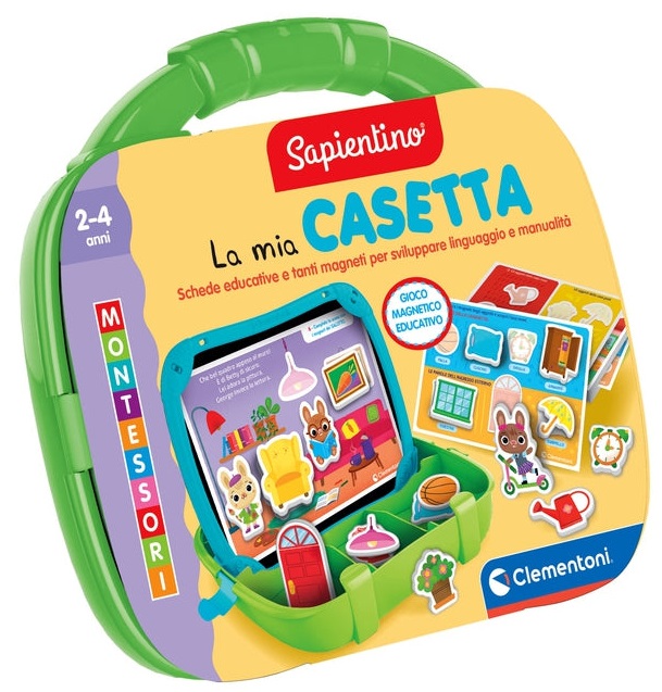 Clementoni Sapientino Montessori - Valigetta Magnetica La Mia Casetta, Gioco Educativo per Bambini 2-4 Anni con 28 Schede e 32 Magneti per Apprendere Lettere e Parole