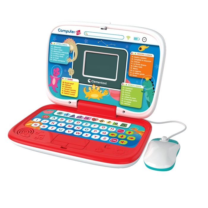 Clementoni - Computer Kid Smart Start Laptop Educativo per Bambini 4 Anni, 30 Attività Interattive per Imparare Lettere, Numeri e Musica, Mouse e Batterie Inclusi