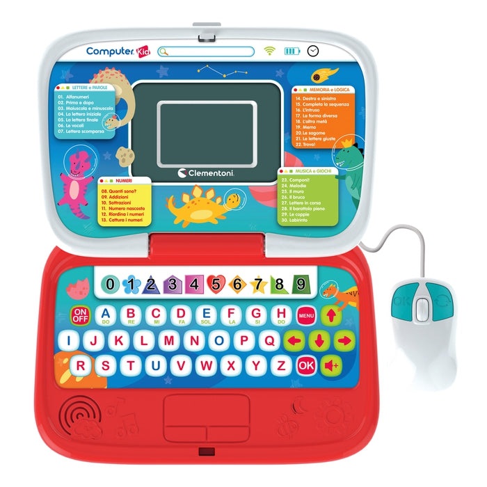 Clementoni - Computer Kid Smart Start Laptop Educativo per Bambini 4 Anni, 30 Attività Interattive per Imparare Lettere, Numeri e Musica, Mouse e Batterie Inclusi
