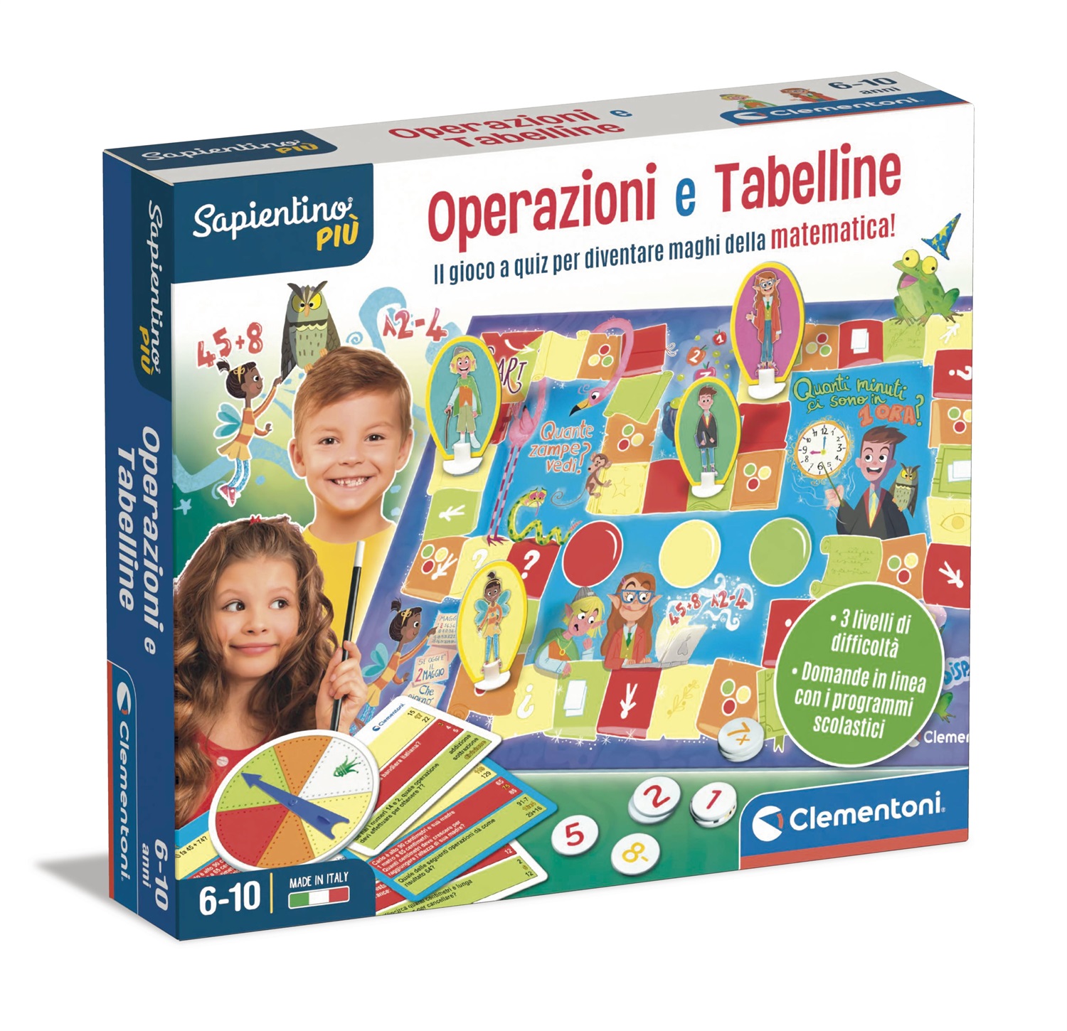 Clementoni Sapientino Più Operazioni e Tabelline - Gioco Educativo per Bambini dai 6 Anni, Aritmetica Divertente, Made in Italy