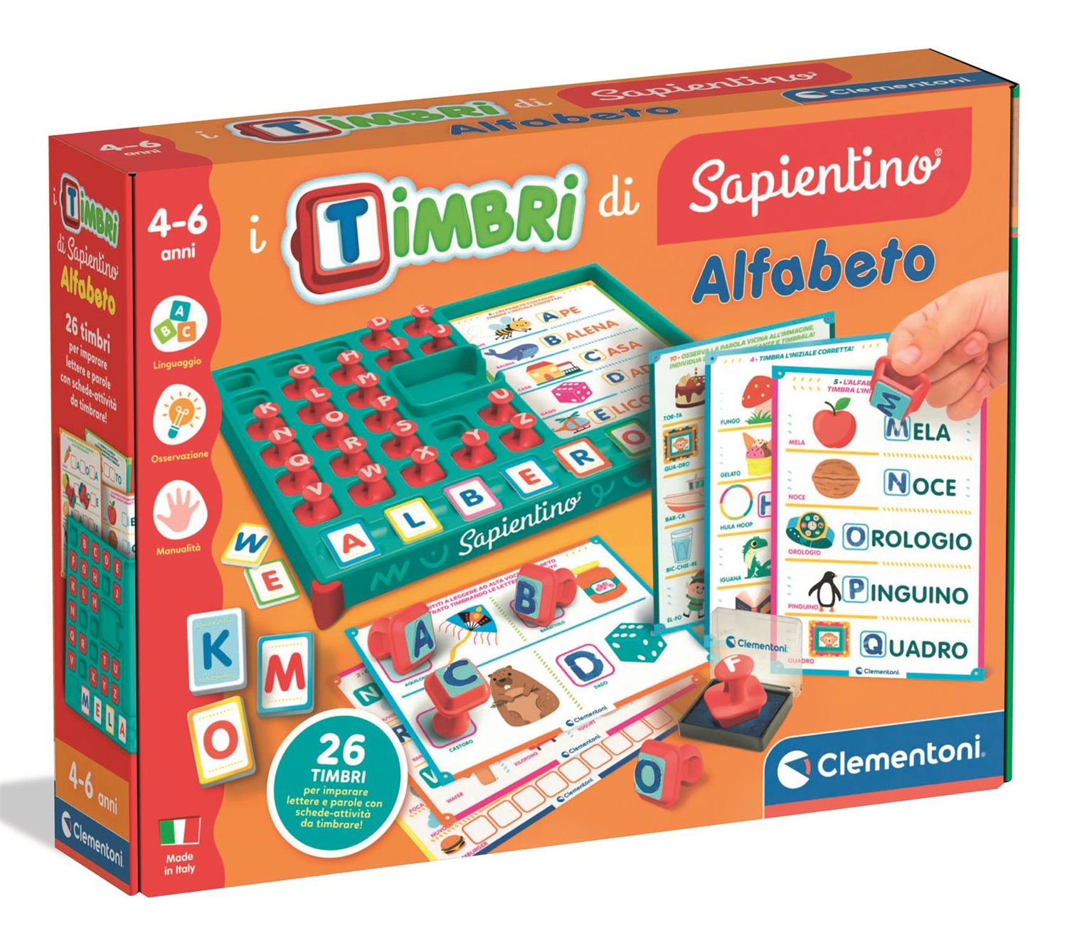 Clementoni Sapientino 16693 Gioco Educativo con Timbrini dell'Alfabeto A-Z