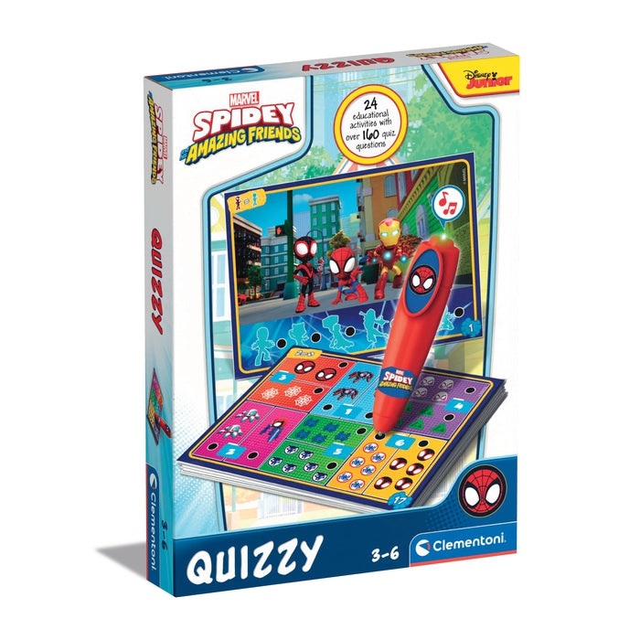 Clementoni Spidey e i suoi fantastici amici - Penna Interattiva Quizzy con oltre 200 quiz educativi e schede didattiche per bambini dai 3 anni