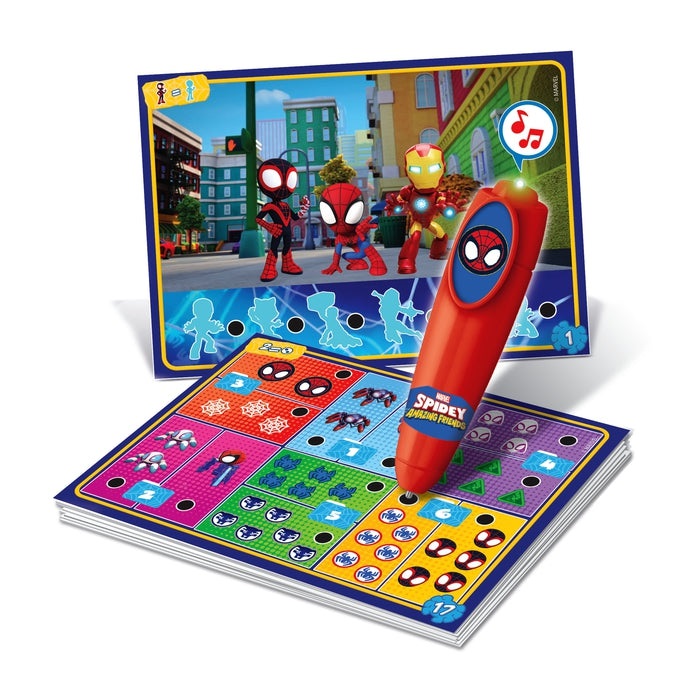 Clementoni Spidey e i suoi fantastici amici - Penna Interattiva Quizzy con oltre 200 quiz educativi e schede didattiche per bambini dai 3 anni