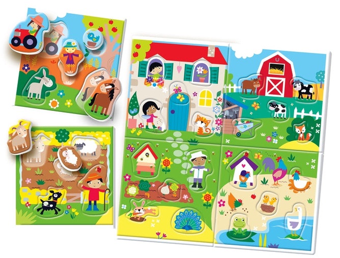 Clementoni Sapientino Montessori - La Mia Fattoria, Gioco Educativo con Puzzle Animali Sagomati per Bambini 2-4 Anni, Sviluppo del Linguaggio e Tattile, Made in Italy, 16856