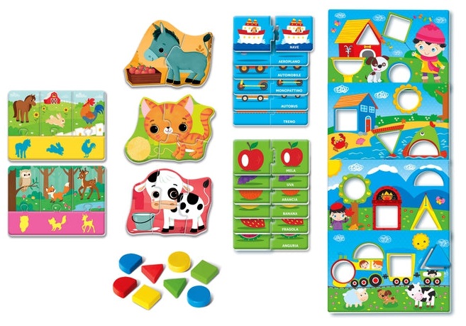 Clementoni Sapientino Montessori Primi Giochi - Gioco Educativo con Flashcards per Bambini da 1 Anno, Sviluppo di Forme, Colori e Animali