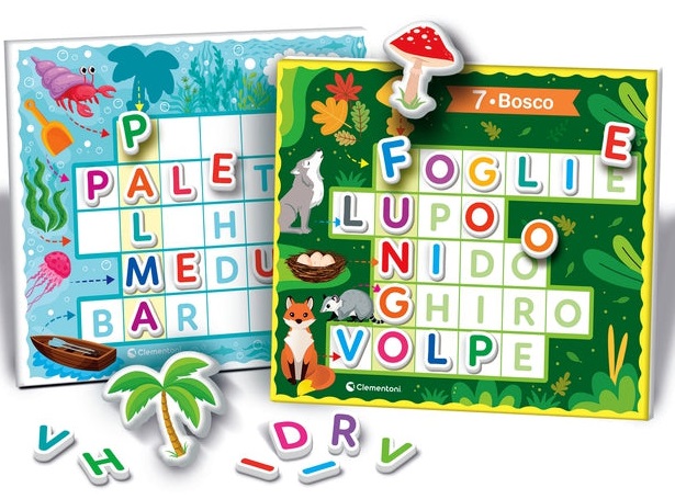 Clementoni Sapientino Logic Lettere e Parole 16872 - Gioco Educativo per Bambini 4-6 Anni con Cruciverba per Imparare a Leggere e Scrivere, Made in Italy