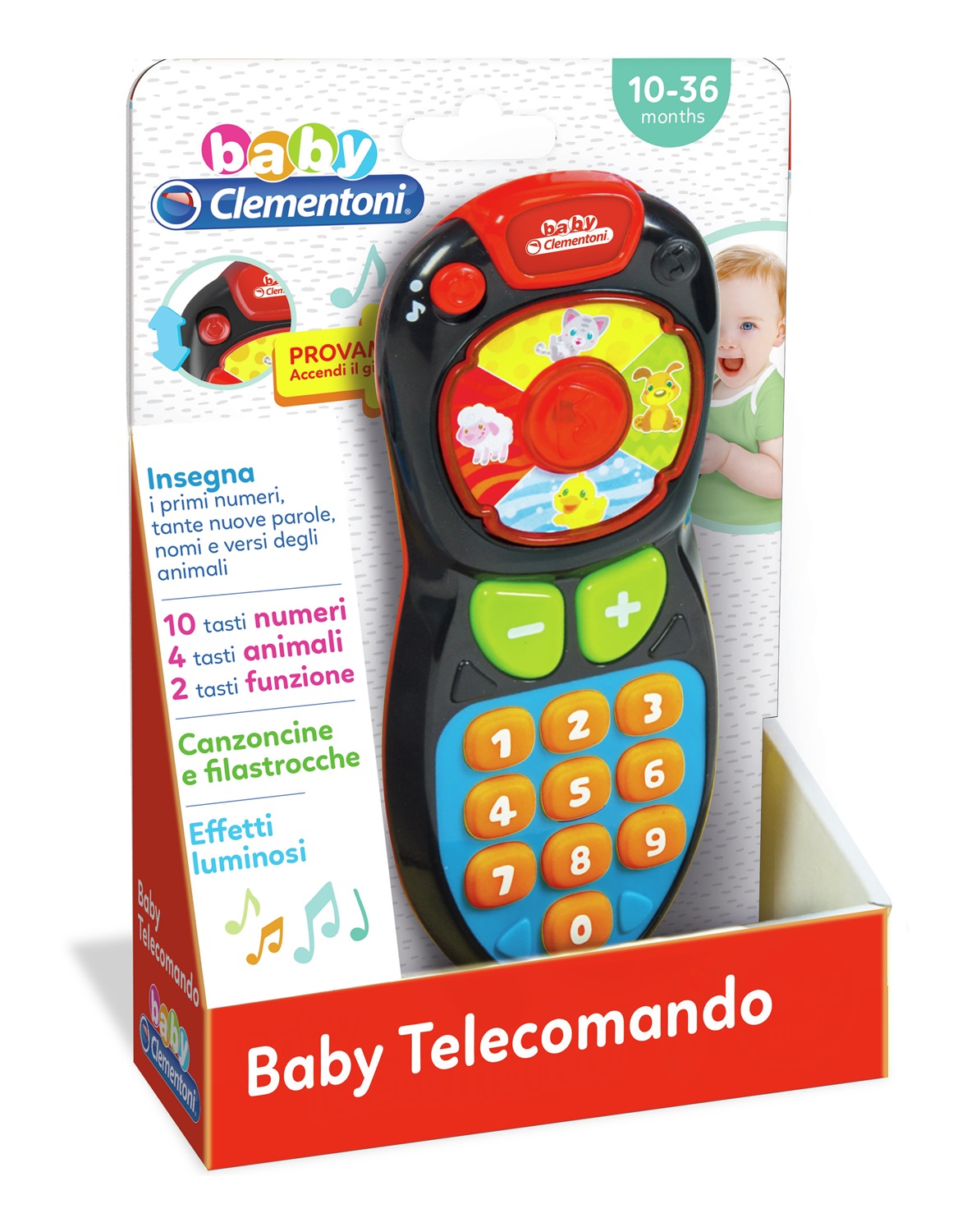 Clementoni Baby Telecomando Elettronico con 10 Tasti, Effetti Sonori e Luminosi