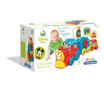 Clementoni 17168 Disney Baby Activity Train - Trenino Trainabile con Vagoni Impilabili per Bambini 10 Mesi, Gioco Prima Infanzia per Sviluppare la Manualità