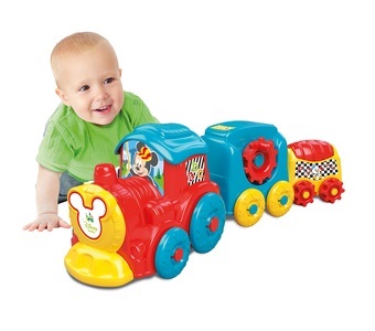 Clementoni 17168 Disney Baby Activity Train - Trenino Trainabile con Vagoni Impilabili per Bambini 10 Mesi, Gioco Prima Infanzia per Sviluppare la Manualità