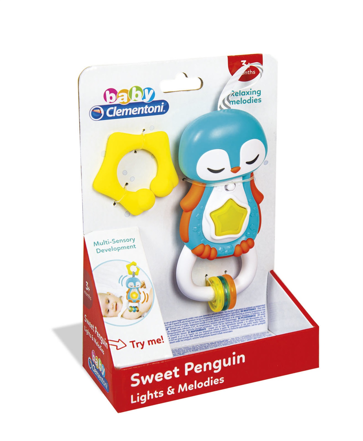 Clementoni Sonaglino Interattivo Pinguino - Pulsante Luminoso, Musiche Rilassanti, 3-36 Mesi