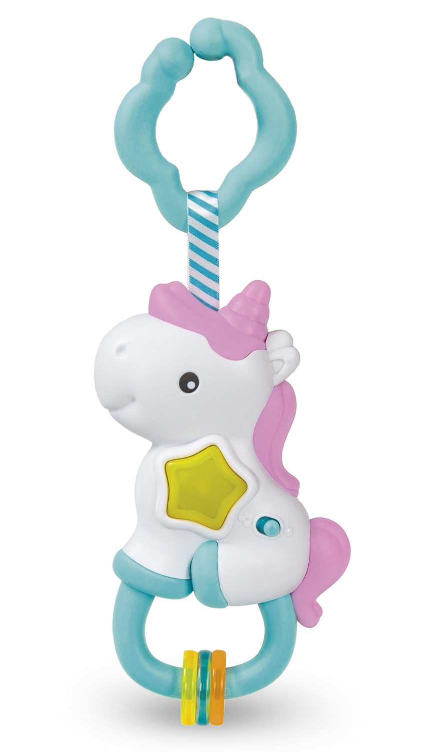 Clementoni Sonaglio Interattivo Unicorno - Luci, Musiche e Pulsante Luminoso per Bambini 3 Mesi