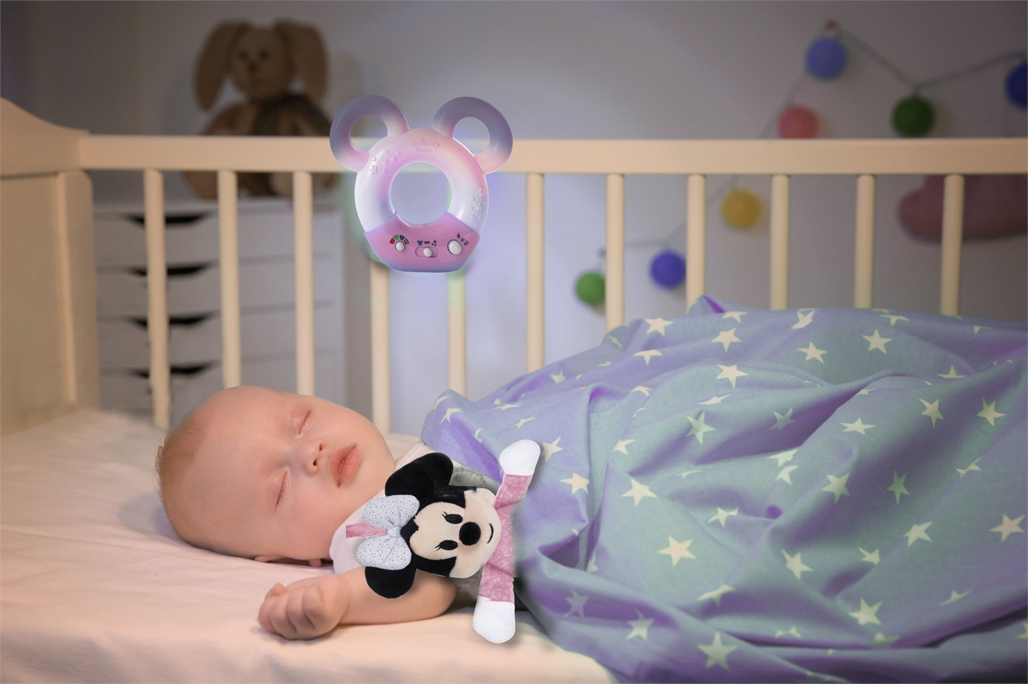 Clementoni 17396 Disney Baby Minnie Lampada Interattiva - Luce Notturna, Suoni Bianchi e Musica, 0 Mesi , Multicolore