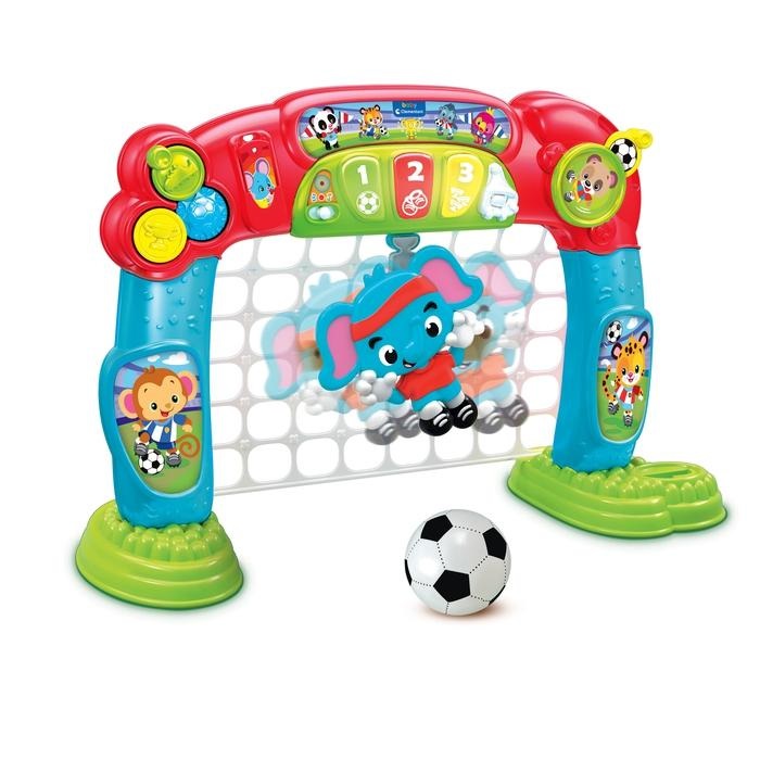 Clementoni Tira e Segna Goleador Evolution 17438 - Gioco Elettronico Interattivo per Bambini 18 Mesi, Porta Calcio con Movimento del Portiere e Centro Attività, Insegna i Numeri, Parlante in Italiano
