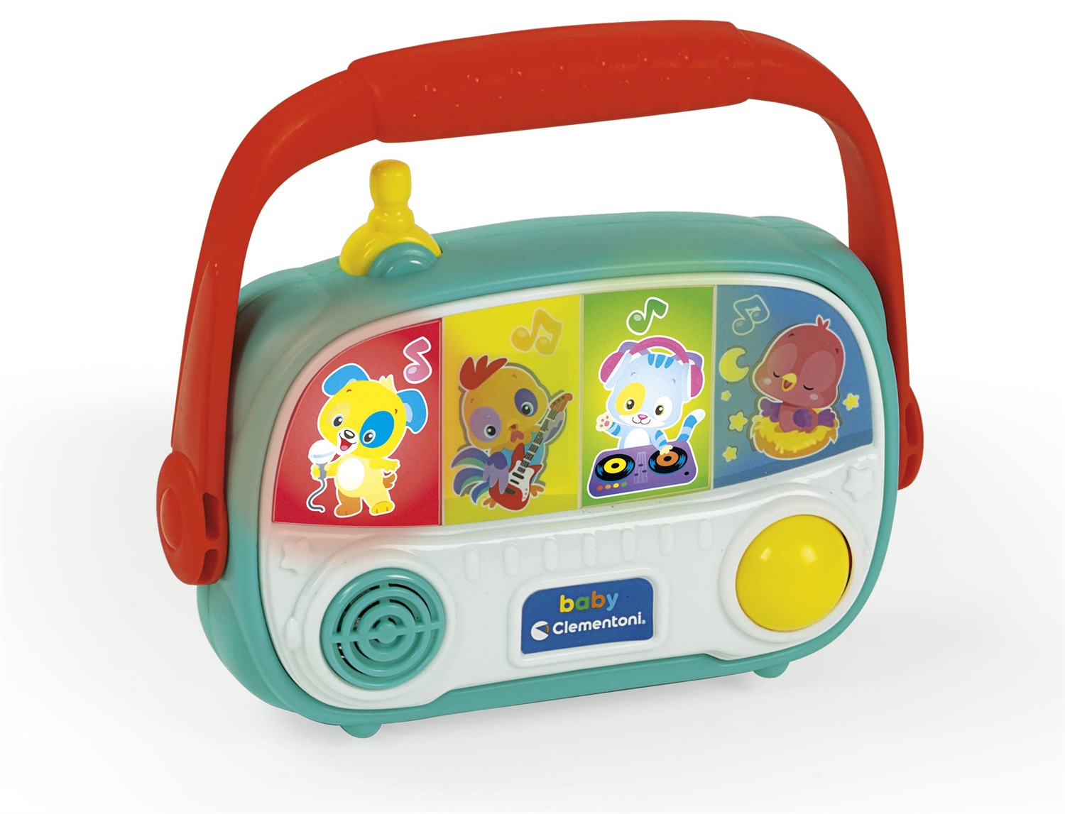 Clementoni Baby Radio - Gioco Educativo Musicale Interattivo a Forma di Radiolina con Pulsanti Luminosi per Bambini 6M