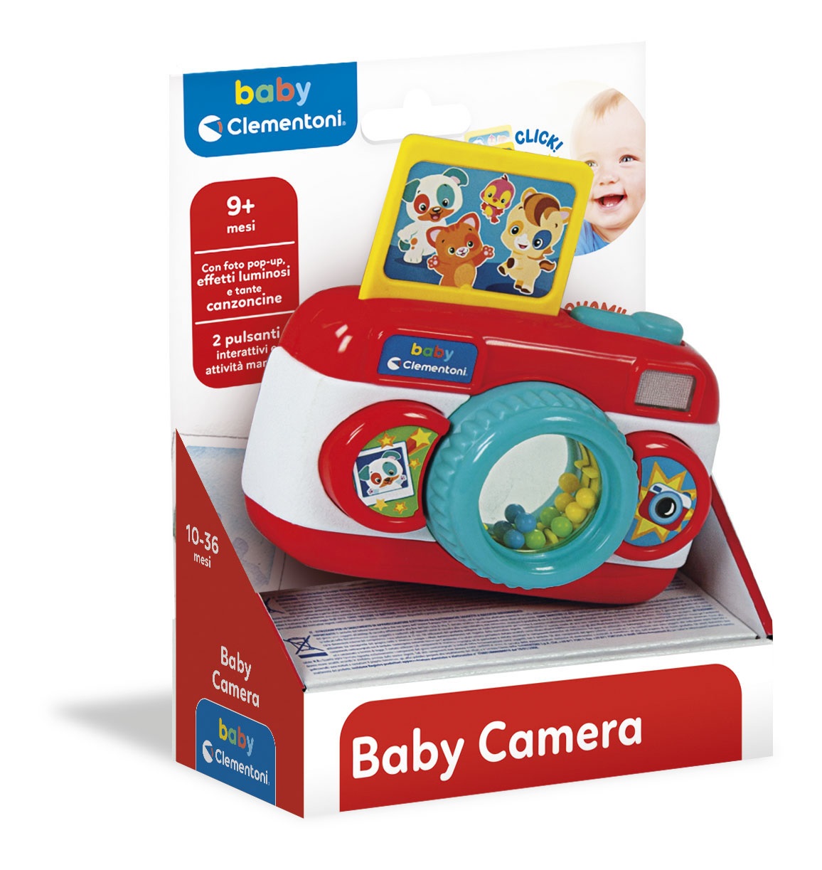 Clementoni Baby Camera - Macchina Fotografica Elettronica per Bambini 9 Mesi con Suoni e Luci, Gioco Educativo per Stimolare la Manualità