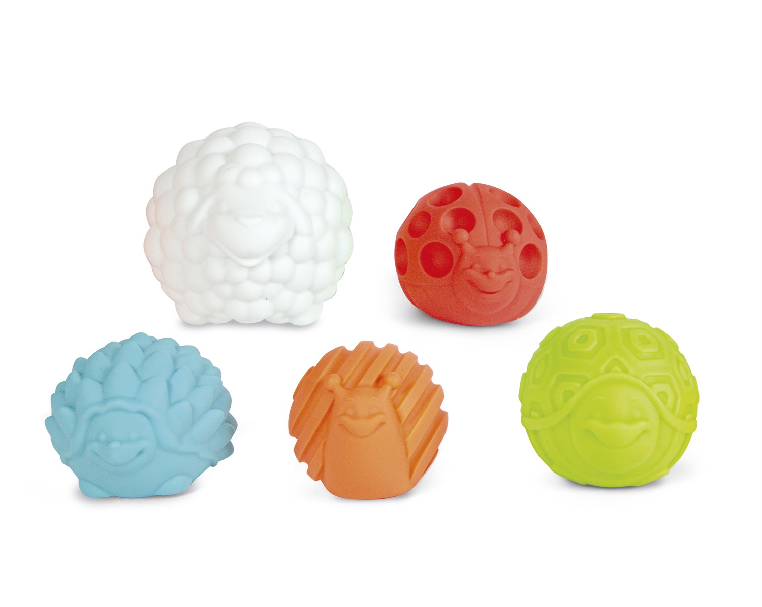 Clementoni Disney Baby Animal Sensory Ball - Set di 5 Palline Sensoriali per Neonati 3 Mesi con Forme di Animali, Texture e Colori Diversi, Lavabili e Antimuffa