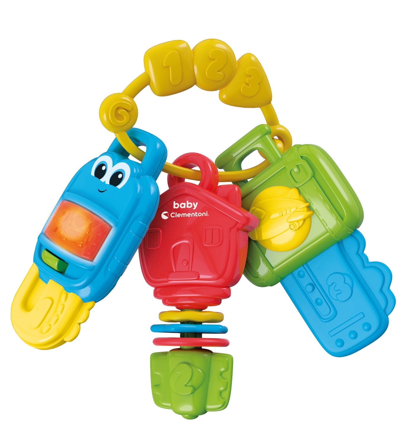 Clementoni Baby Chiavi Elettroniche Musicali - Giocattolo Educativo per Prima Infanzia con Effetti Luminosi e Sonori, Adatto per Bambini 3 Mesi , Modello 17460