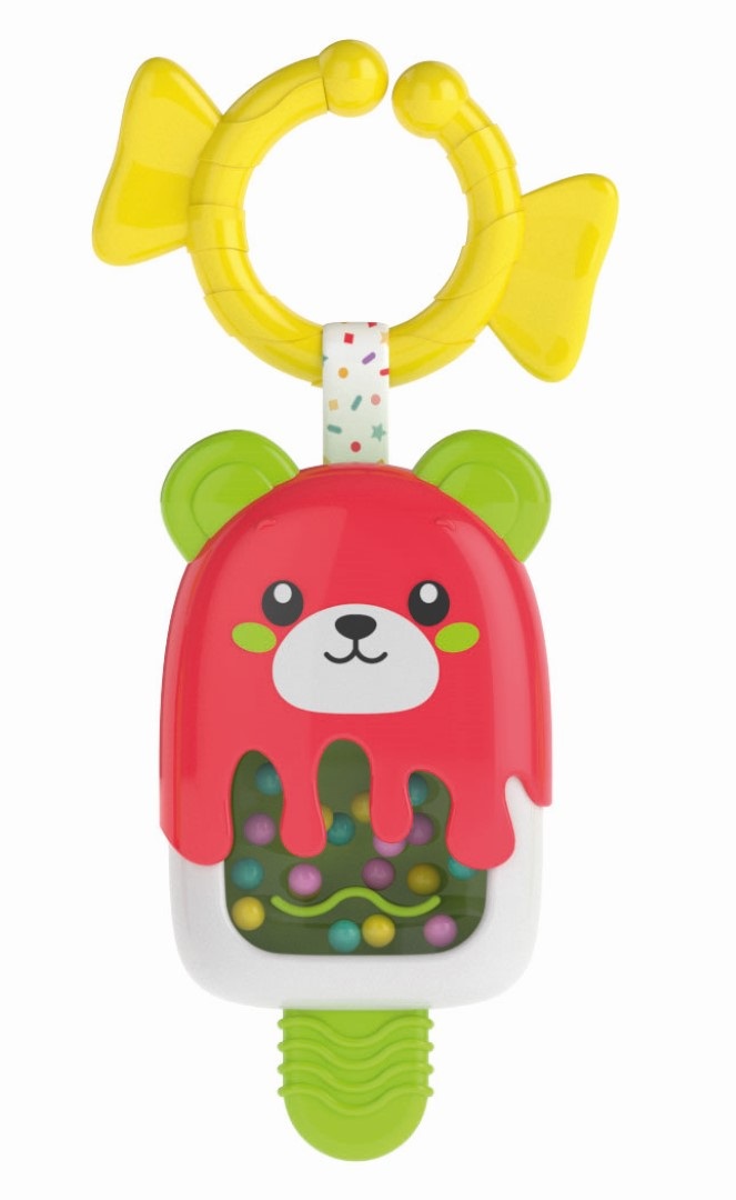 Clementoni Sonaglino Gelatino - Sonaglio Neonato 3 Mesi, Gioco Prima Infanzia, Stimola lo Sviluppo Multisensoriale e la Manualità, con Anello Appendibile