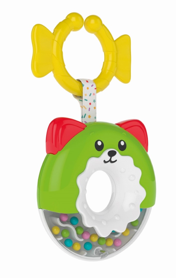 Clementoni Sonaglino Ciambella 17504 - Giocattolo Neonato 3 Mesi, Stimola Sviluppo Multisensoriale e Manualità, con Anello Appendibile