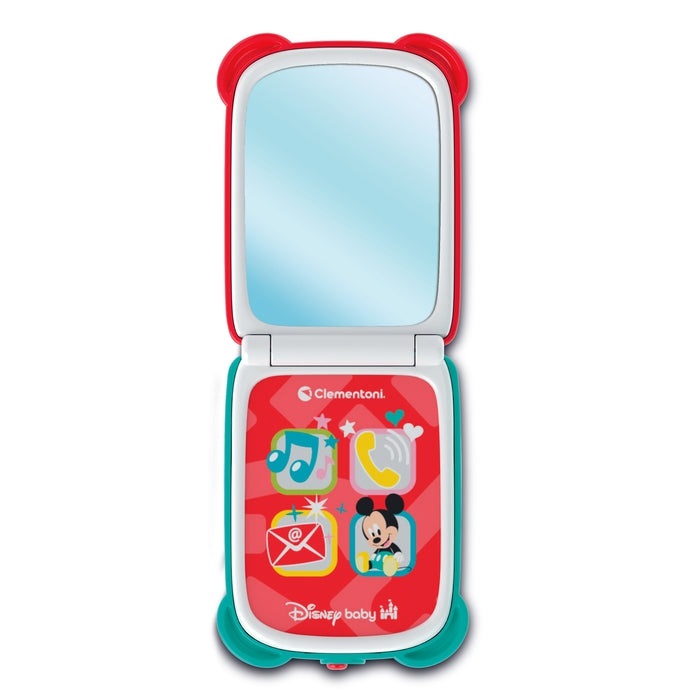 Clementoni Disney Baby Mickey Flip Phone - Telefono per Bambini 9-36 Mesi con 4 Tasti, Luci e Suoni, Centro Attività Imitativo