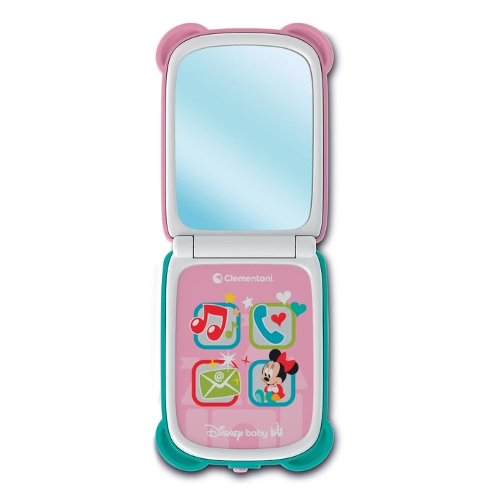 Clementoni Minnie Flip Phone - Telefono Bambini 9-36 Mesi con Luci e Suoni, Centro Attività Elettronico con 4 Tasti per Gioco Imitativo