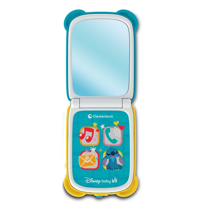 Clementoni Disney Baby Stitch Flip Phone - Telefono Bambini 9-36 Mesi con 4 Tasti, Luci e Suoni, Centro Attività per Gioco Imitativo