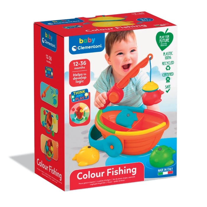 Clementoni Baby Colour Fishing - Gioco Educativo da Pesca per Bambini 12-36 Mesi con 4 Pesciolini Colorati, Stimola Coordinazione e Logica, Made in Italy, Linea Play for Future
