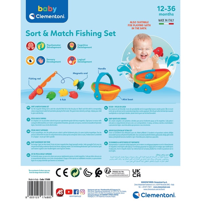Clementoni Baby Colour Fishing - Gioco Educativo da Pesca per Bambini 12-36 Mesi con 4 Pesciolini Colorati, Stimola Coordinazione e Logica, Made in Italy, Linea Play for Future
