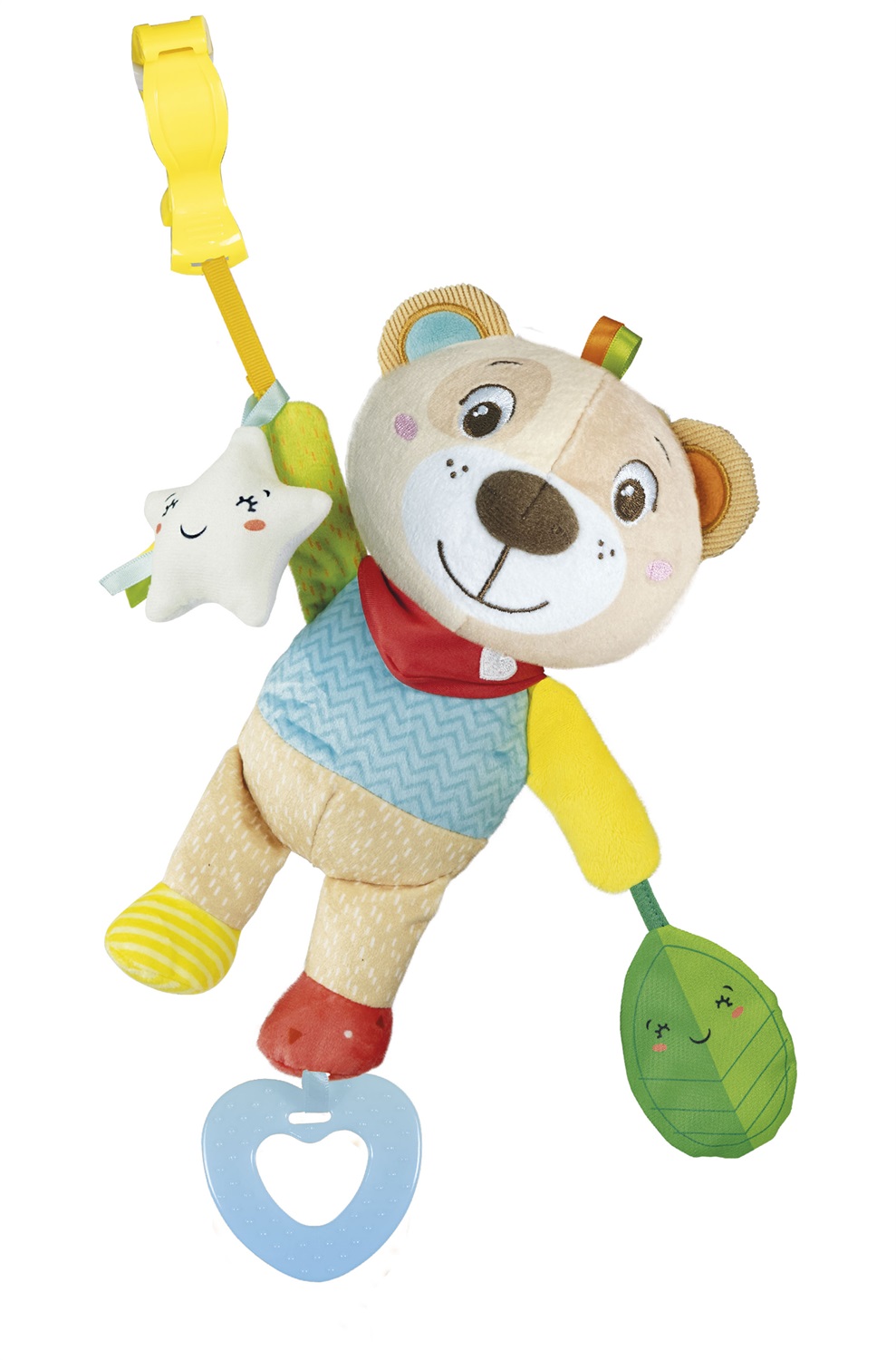 Clementoni Easy-Peasy Soft Bear 17708 - Peluche Morbido per Neonati con Pendenti Stimolanti, Lavabile in Lavatrice