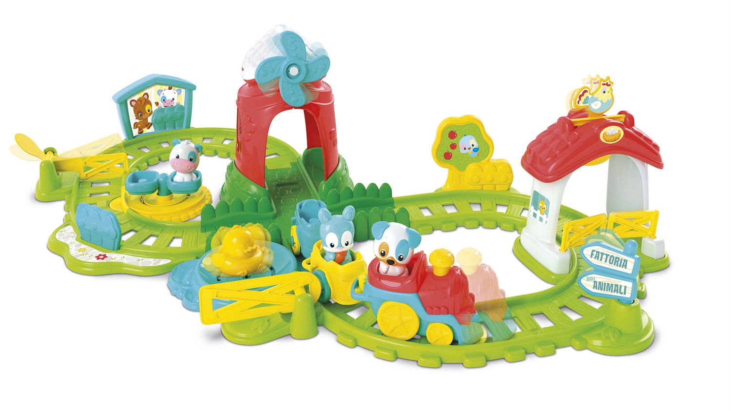 Clementoni - Il Trenino in Fattoria, Treno Giocattolo Elettrico Interattivo per Bambini 12 Mesi, Playset con 4 Personaggi e Effetti Sonori, Made in Italy