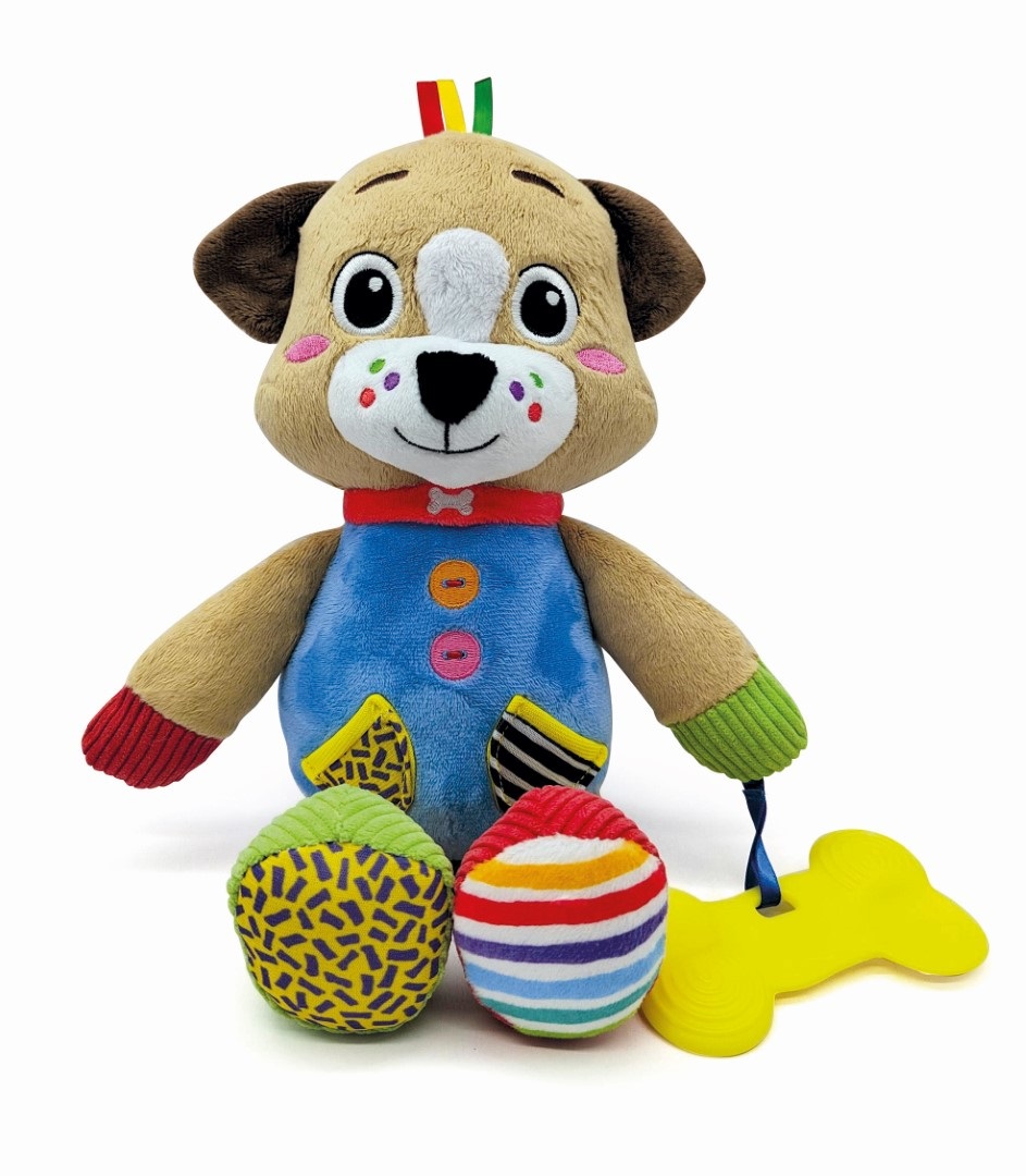 Clementoni Pete the Puppy 17759 - Peluche Neonato 0-36 Mesi, 100% Lavabile, Stimolazione Multisensoriale