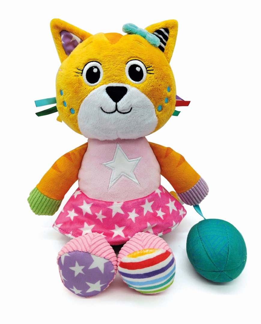 Clementoni Katy The Kitty 17762 - Peluche Neonato Morbido, Giocattolo per Bambini 0-36 Mesi, 100% Lavabile