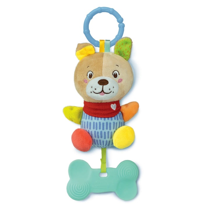 Clementoni 17785 Lovely Soft Dog Rattle - Peluche Sonaglino Morbido per Neonati con Massaggiagengive, 100% Lavabile