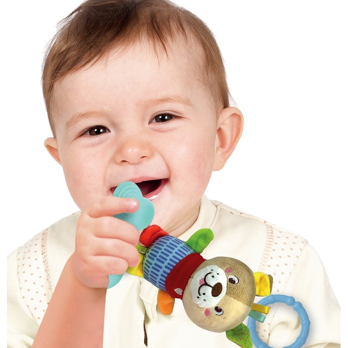 Clementoni 17785 Lovely Soft Dog Rattle - Peluche Sonaglino Morbido per Neonati con Massaggiagengive, 100% Lavabile