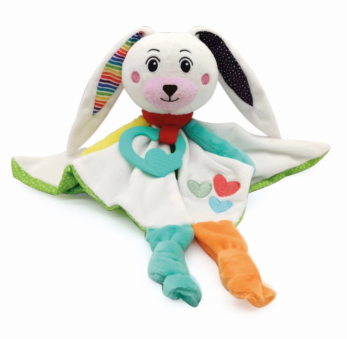 Clementoni Sweet Bunny 17791 - Peluche Doudou Comforter Neonato in Tessuto Anallergico, 100% Lavabile, per Bambini 0-36 Mesi