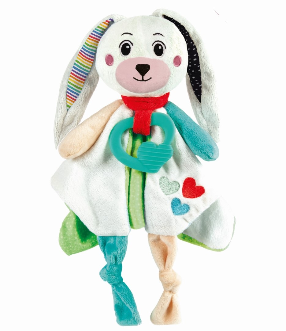 Clementoni Sweet Bunny 17791 - Peluche Doudou Comforter Neonato in Tessuto Anallergico, 100% Lavabile, per Bambini 0-36 Mesi