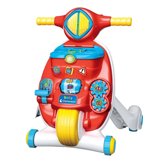 Clementoni Valentino Scooterino 2 in 1 - Moto Bambini Spingibile 9 Mesi, Primi Passi e Centro Attività Educativo