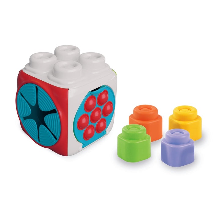 Clementoni Soft Sensory Activity Cube 17902 - Cubo Sensoriale Morbido con Texture, 4 Mattoncini Inclusi, Gioco per Bambini 6 Mesi e Oltre, Impilabile e Lavabile