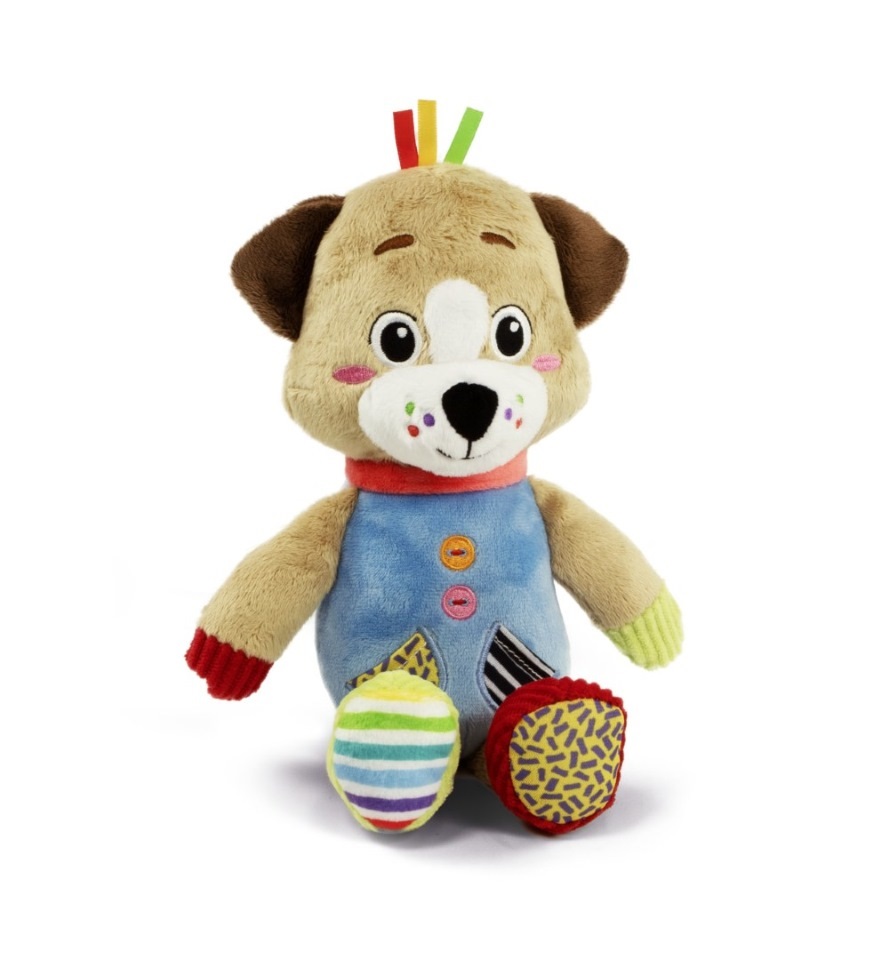 Clementoni Cagnolino Pete The Puppy - Peluche Morbidissimo per Neonati, Lavabile in Lavatrice, Stimolazione Multisensoriale