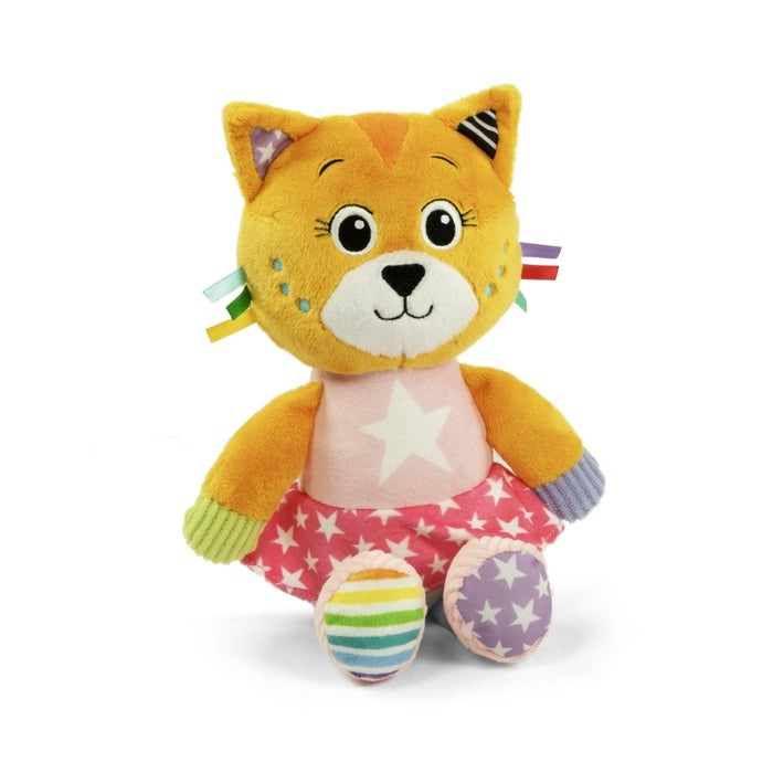 Clementoni Katy The Kitty 17908 - Peluche Neonato Morbido per Gioco Prima Infanzia, Stimolazione Multisensoriale, Lavabile in Lavatrice, 0-36 Mesi