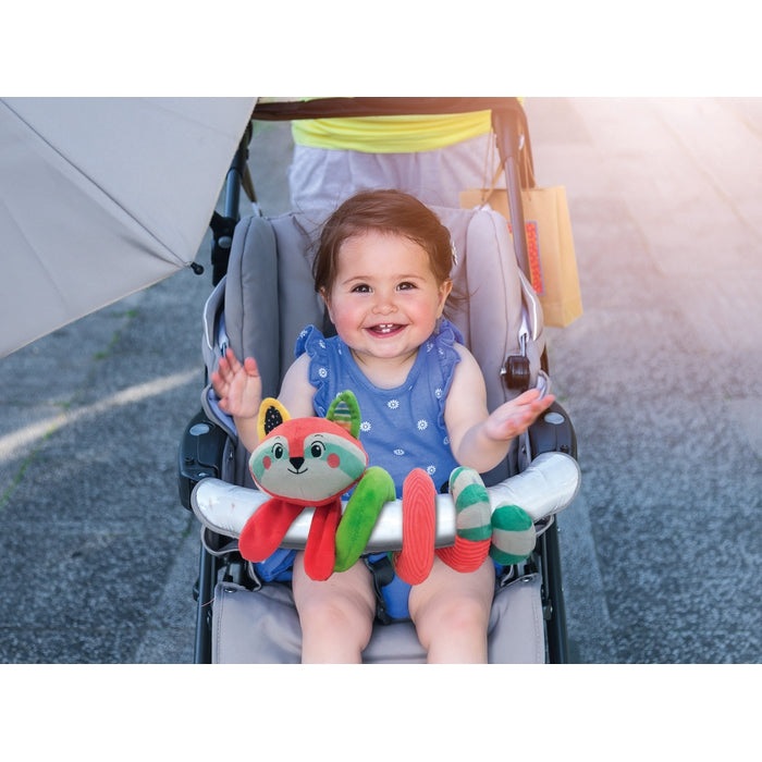 Clementoni Soft Spiral Happy Animals - Peluche da Passeggino Morbido per Neonati, Lavabile, Multicolore