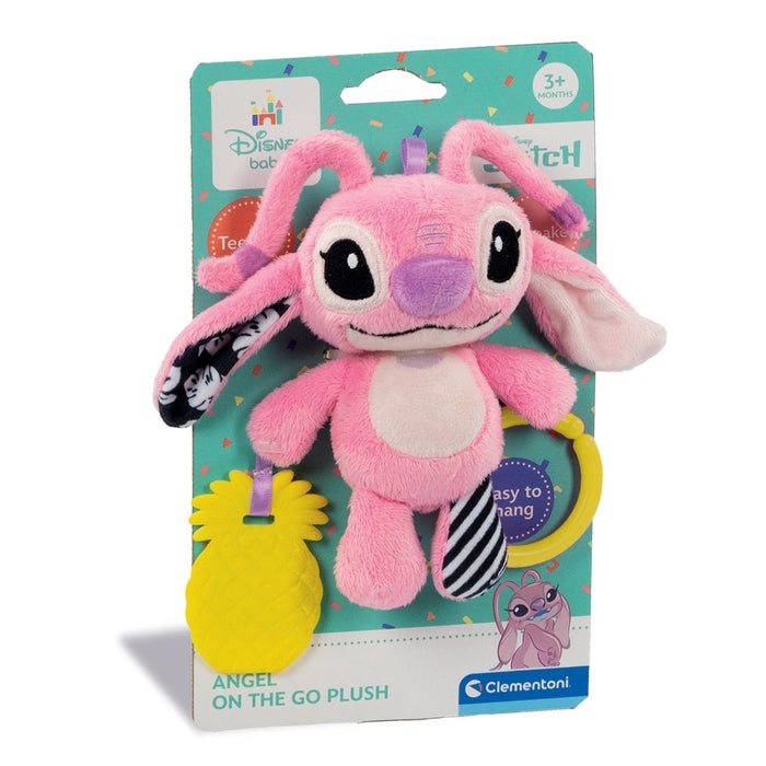 Clementoni Disney Baby Angel On The Go Plush Stitch - Peluche Multicolore con Elementi Multisensoriali, Gioco Prima Infanzia, Lavabile, 3m