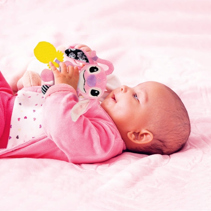 Clementoni Disney Baby Angel On The Go Plush Stitch - Peluche Multicolore con Elementi Multisensoriali, Gioco Prima Infanzia, Lavabile, 3m