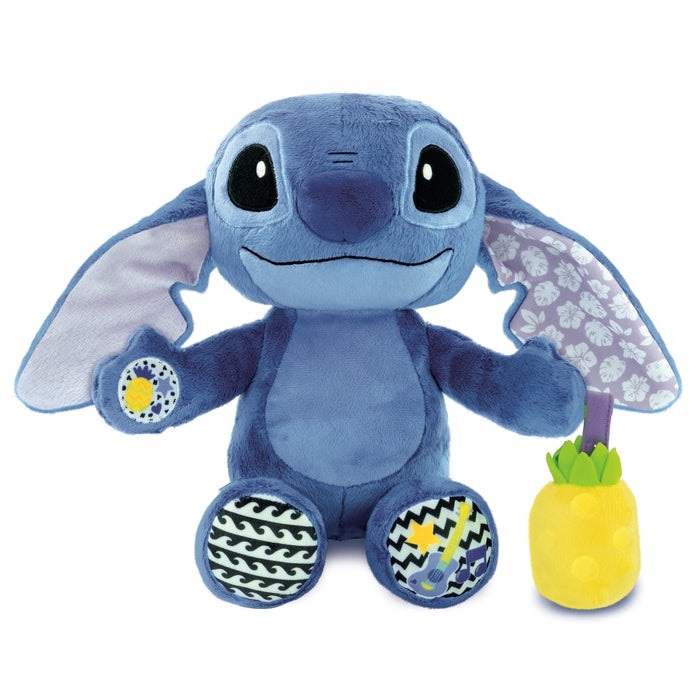 Clementoni Stitch Musical Plush - Peluche Interattivo Morbido con Suoni e Melodie, Funzione Tummy Time, Adatto per Bambini 0M